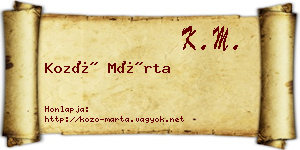 Kozó Márta névjegykártya